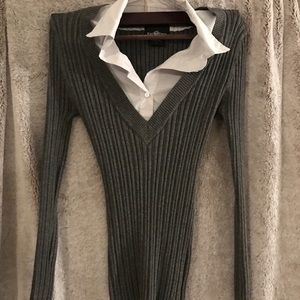 Ribbed grey business blouse